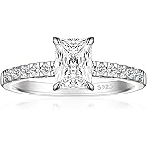 JALOKIVI 925 Sterling Silver Engagement Rings for Women Radiant Cut Cubic Zirconia Wedding Promise Rings for Her Size 4-12.5