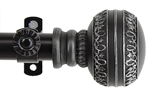 Rod Desyne 4802-662 Ornament Window Curtain Rod Set, 66 to 120-Inch, Black