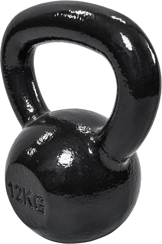 Kettlebell in ghisa, 12 kg, Nero