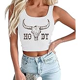 Wedsadl Cowgirl Western Cropped Tank Tops for Women Cowboy Shirts Country Concert Outfits Graphic Sleeveless Crop Tank Top
