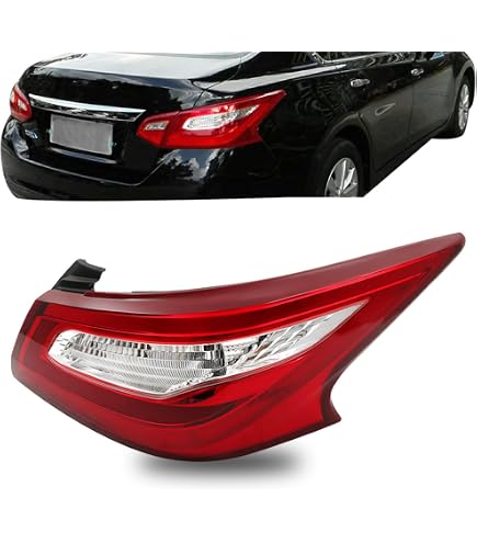 Luz Trasera Exterior Derecha Para Nissan Altima 2016-2018 – Lente Rojo Y Claro, Ensamblaje De Plástico Pesado, Reemplazo Directo
