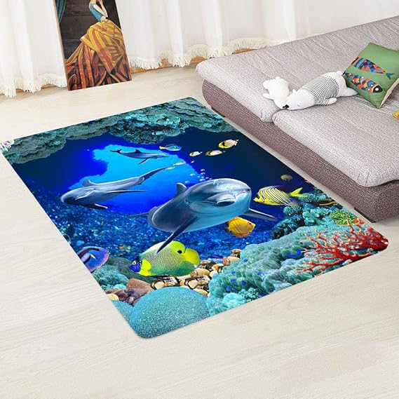 LGXINGLIyidian Alfombra Super Suave Hermoso Delfín De Sardina De Aguas
