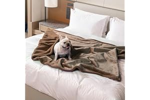 MAIDEWOW Waterproof Brown Dog Throw Blanket for Pet Couch Puppy Blankets Cover Fluffy Jacquard Fleece Leakproof Blankets Dark Color Sofa Couch Covers Mats Warm Washable-Camel,S