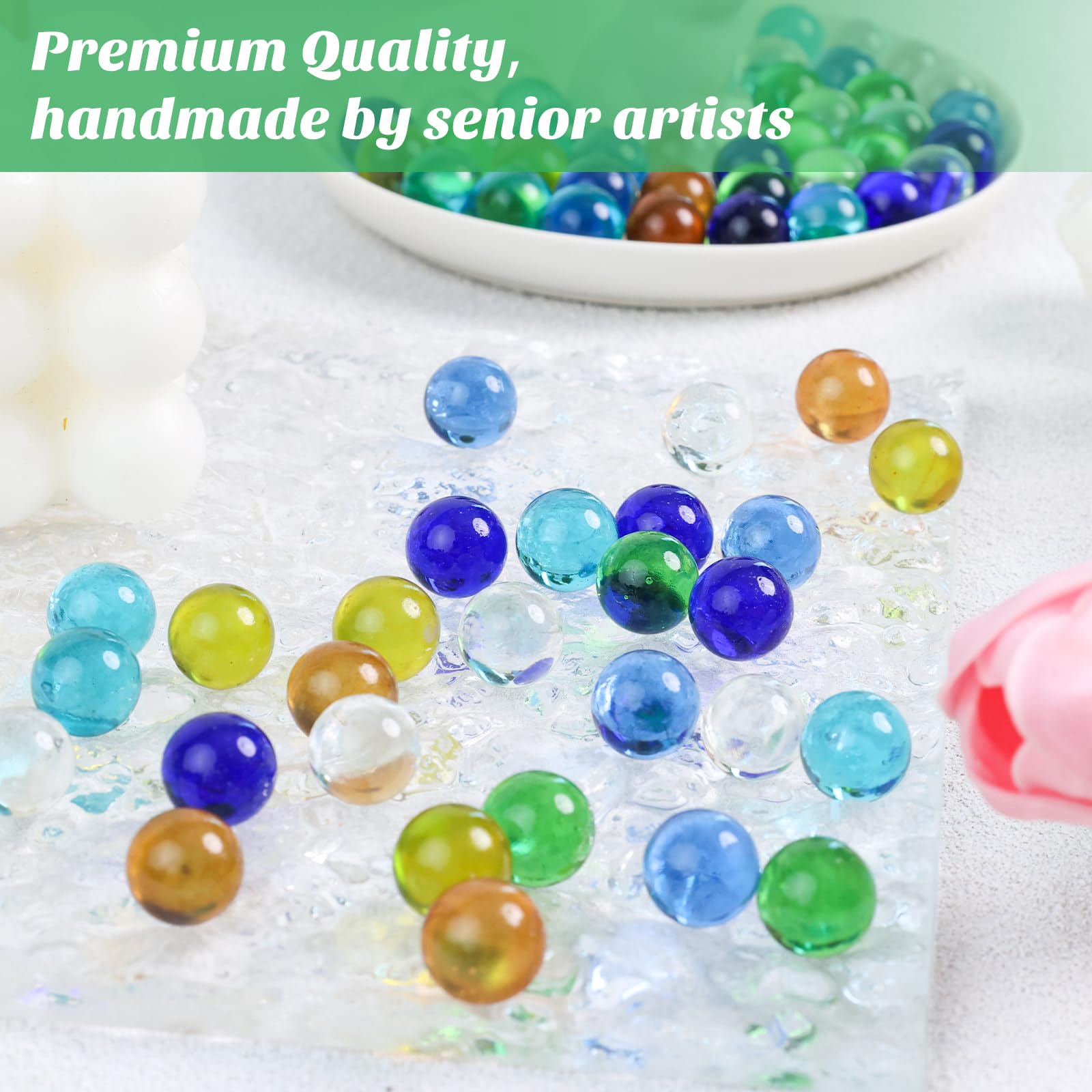 3 otters 90PCS Glass Marbles Bulk, for Kids Marble Run Games, Vase Fillers DIY Home Decor