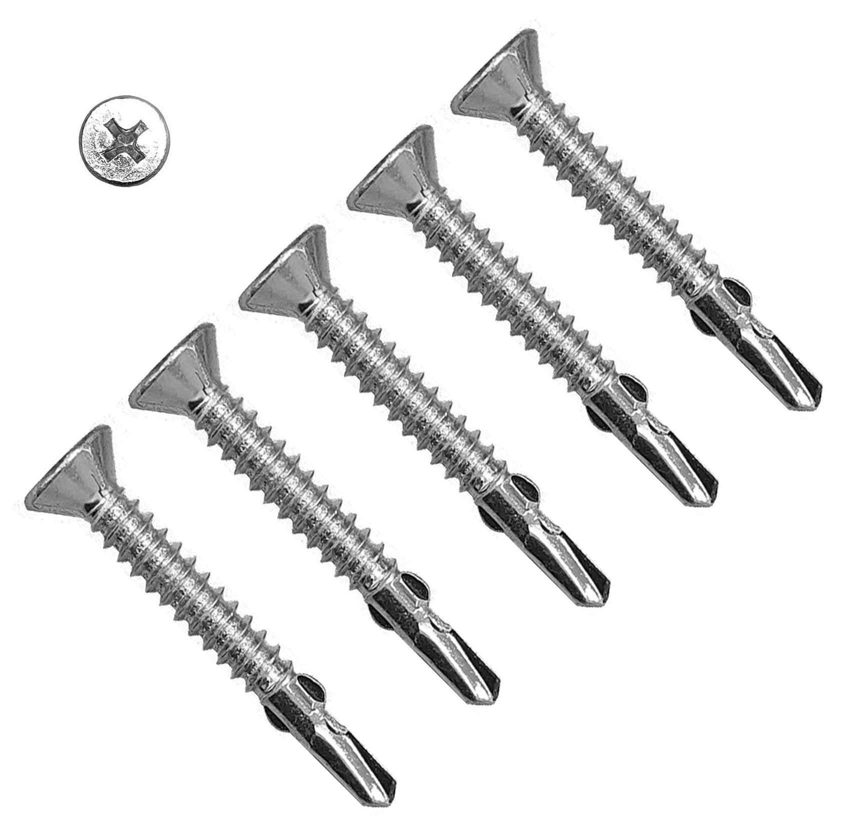 TERF® 4.8 X 38mm Mezzanine Flooring Screw Self Drilling Winged Drill Point Screws Zinc 4.8 X 38mm Phillips Flat Countersunk Head Screws - Pack of 10