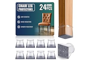 24 PCS Chair Leg Floor Protectors Square, Silicone Chair Leg Covers Furniture Felt Pads for Hardwood Floors, Protect The Floo