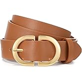 XZQTIVE Women’s Leather Belts for Jeans Pants Dresses Fashion Ladies Black Belt with Gold Buckle