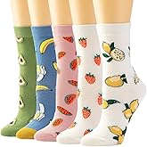 Losa Kute 5 Pairs Cute Patterned Socks Warm Crew Socks