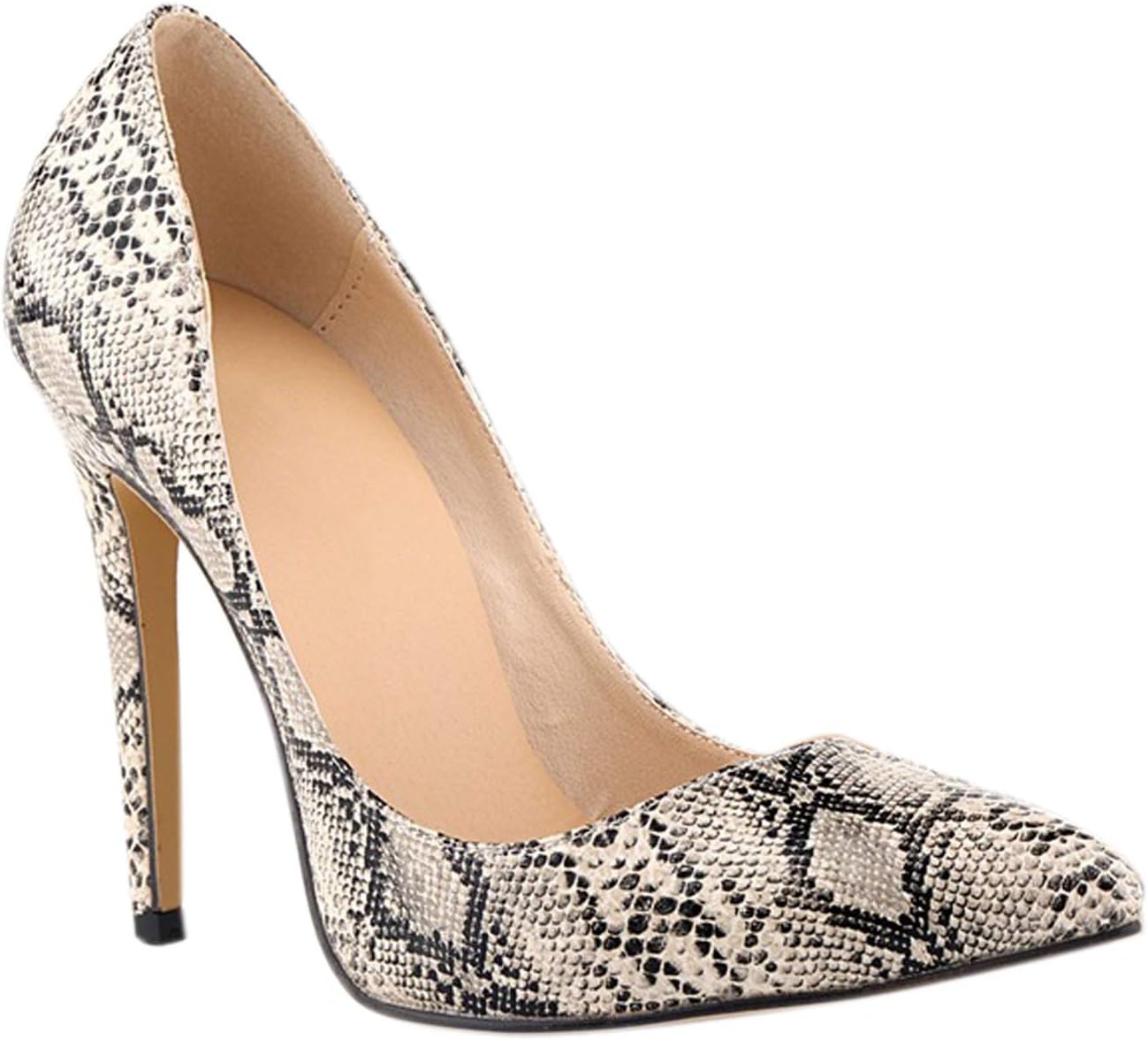 Women's Snakeskin Leopard Print Patent Leather Stiletto Shoes Pointed Toe Dress Pumps Suede High Heel Court Shoes Size