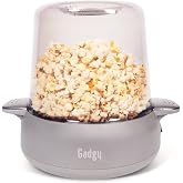Gadgy Premium Popcorn Maker Machine 500W - 2-in-1 Serving Bowl Design | Popcorn Popper with Stirring Rod &amp; Non-Stick Coating - Makes Up to 18 Cups in 4-5 Minutes - Matte Silver