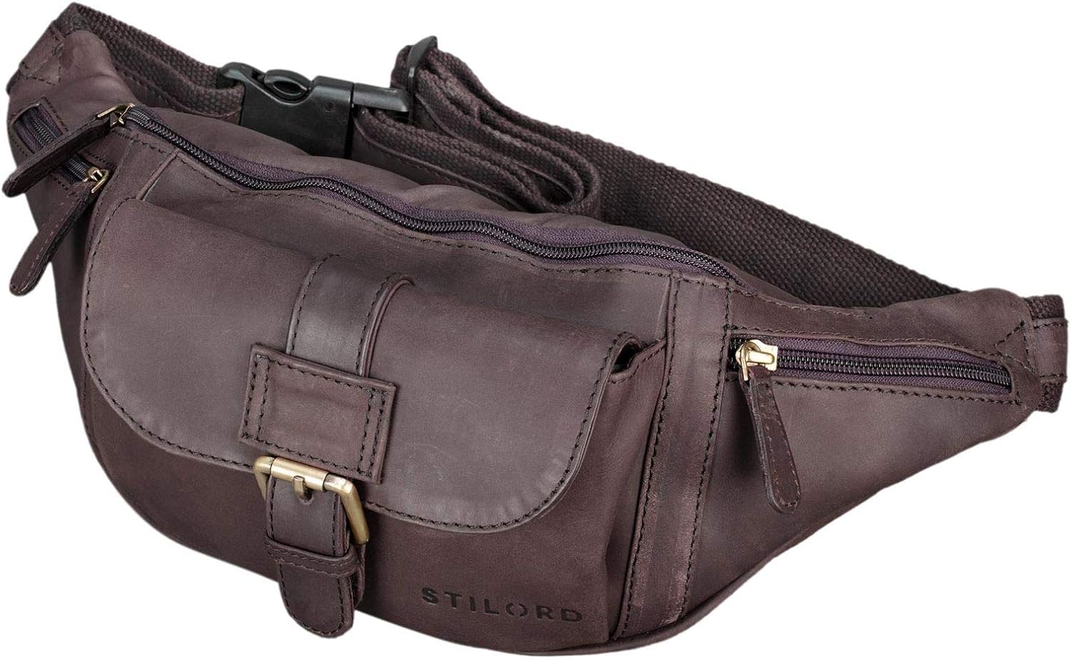 STILORD "Sam" Vintage Leather Bumbag Unisex Waist Bag Belt Bag for Women Men Travel Festival Smartphone Pouch Bag in Genuine Buffalo Leather Colour:Flat Dark Brown - Image 5