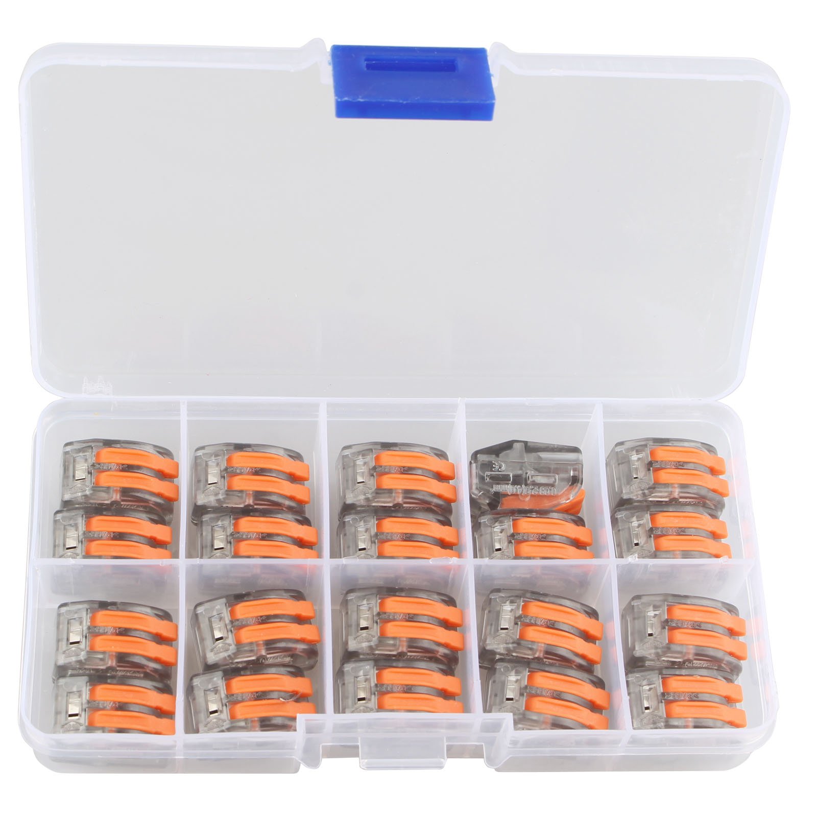 HALJIA Wire Connector, 20 Pack PCT-212 2 Port Lever Conductor Compact Connector Terminal Block Wire Push Cable Connector