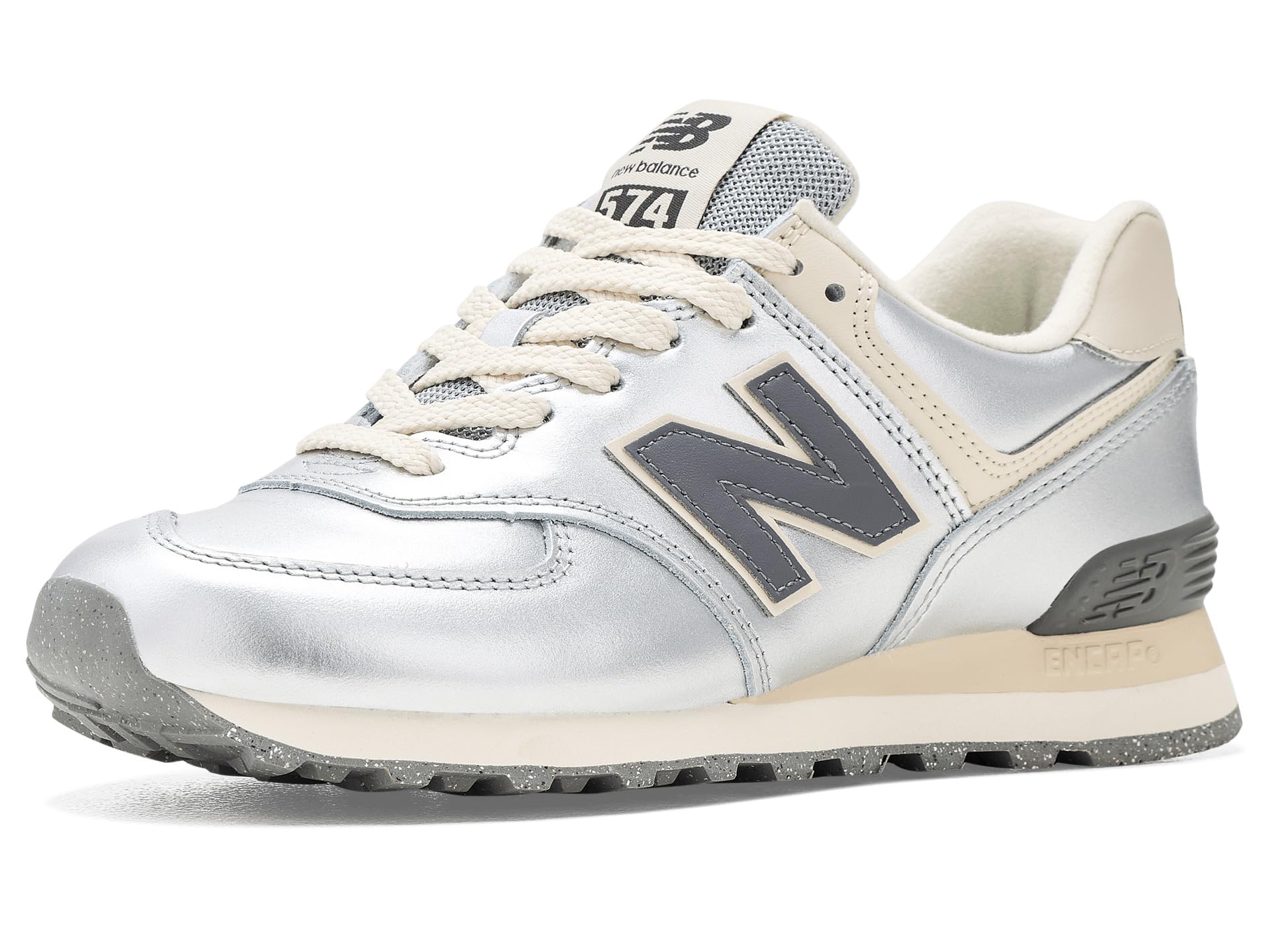 New Balance Women's 574 V2 Sneaker, Metallic Silver/Artic Grey, 9 M Image
