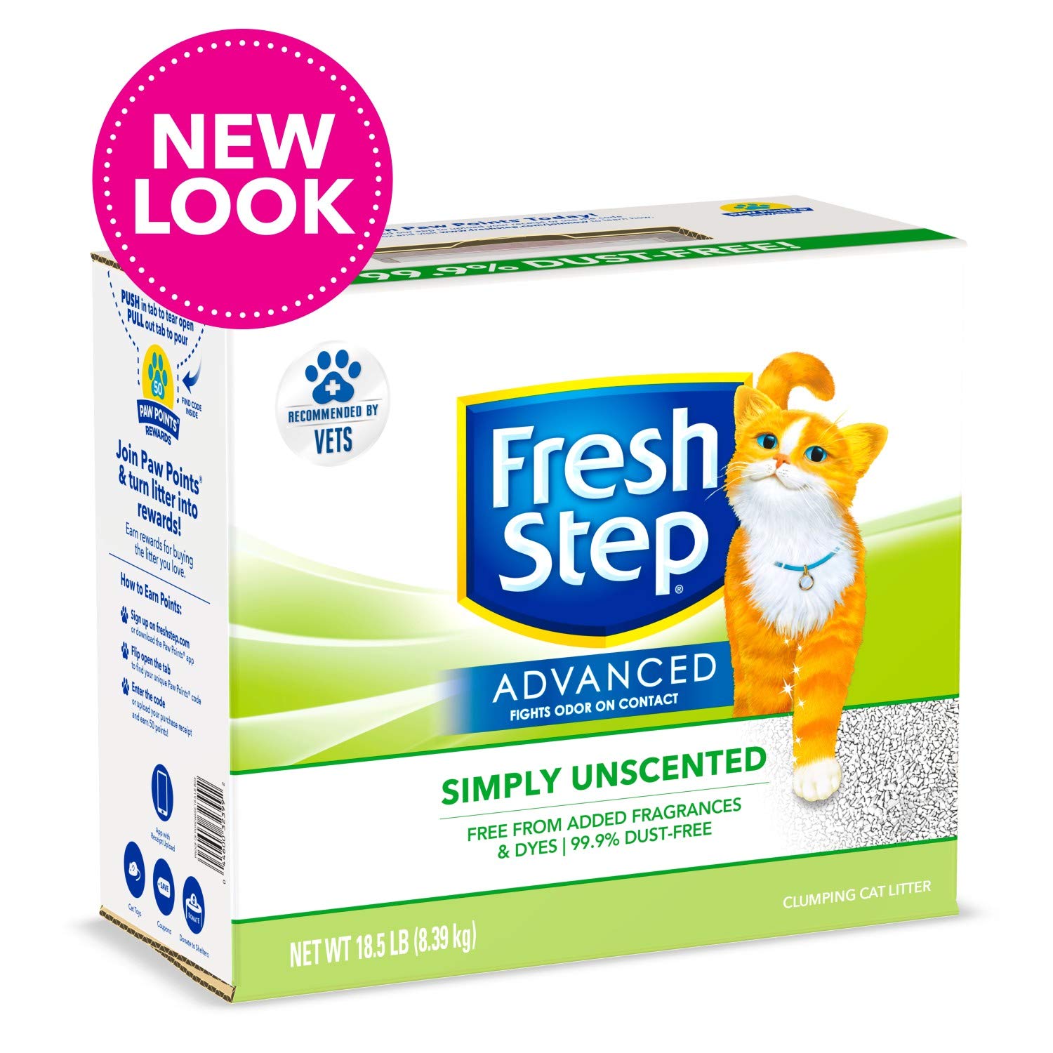 Fresh Step Advanced, Unscented Clumping Cat Litter, Gray, 18.5 lbs