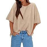 Cicy Bell Womens Half Sleeve Sweaters Oversized Boat Neck Knitted Pullover Sweater Trendy Casual Loose Fit Fall Tops
