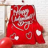 JarThenaAMCS Happy Valentine Throw Blanket Red Love Heart Fuzzy Blanket Soft Cozy Flannel Blanket for Party Home Bed Sofa Couch Chair, 50 x 60 Inch