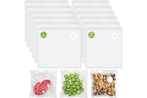 FEPPO Vacuum Sealer Bags for Food,15 PCS 8.3"×8.7" & 15 PCS 10.2"×11" Reusable Vacuum Seal Bags with Air Valve for Food Storage, Ideal for Freshness Preservation