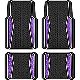 PIC AUTO Car Floor Mats, Purple Aluminum-Molded with Full-Circle Iridescent Inlay Strip Car Mats, Universal-Fit Rubber Mats for Cars, Trucks & SUVs, All-Weather, Non-Slip, Easy-to-Clean Interior Mats