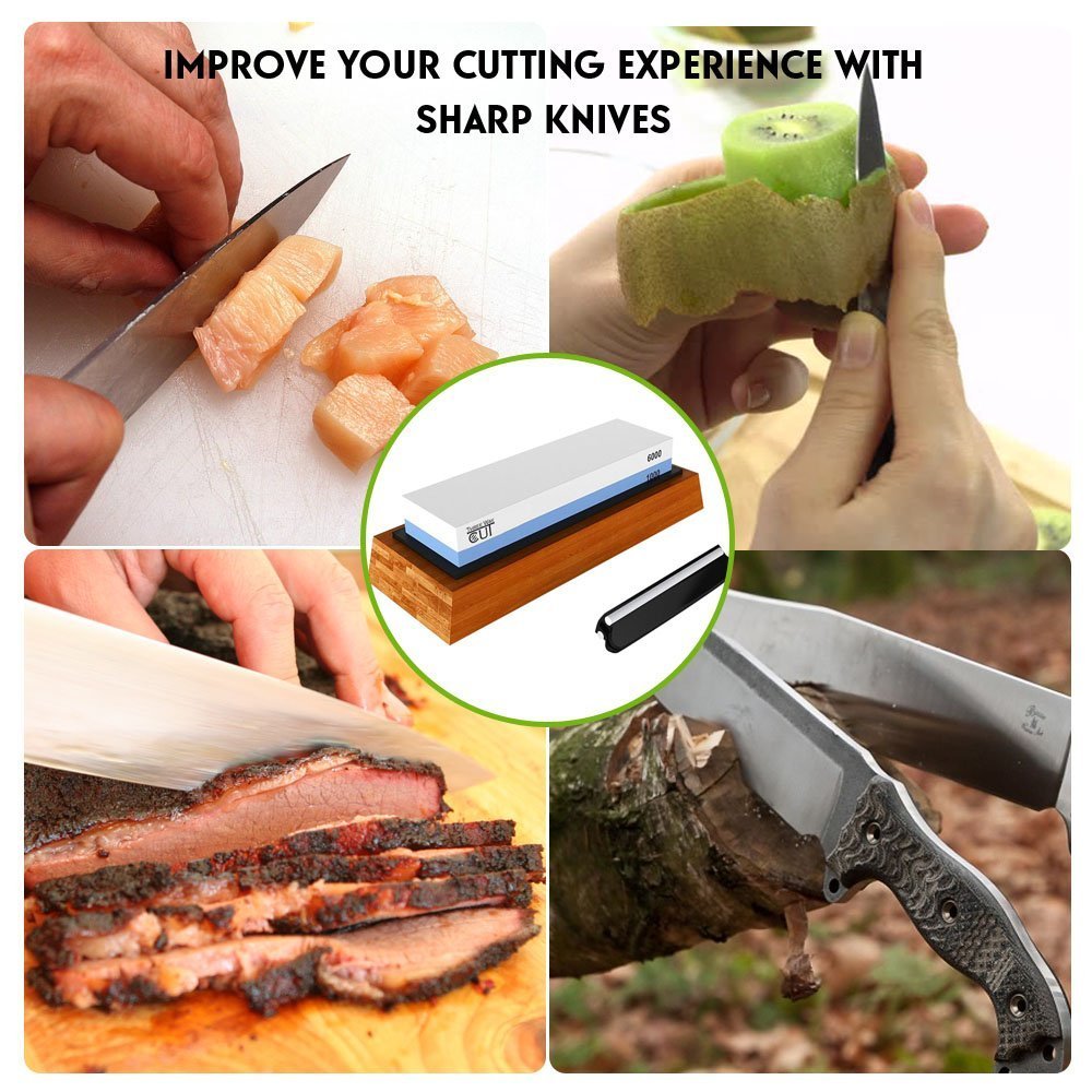 Premium Knife Sharpening Stone kit 2 Side Whetstone Set 1000/6000 Grit