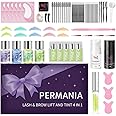 PERMANIA Lash Lift Kit, Salon Grade Supplies for Eyelash Lift and Brow Lamination Black Color 4 in 1 Fast Quick Curling & Coloring 10 ml Natural Result Hair Color Developers