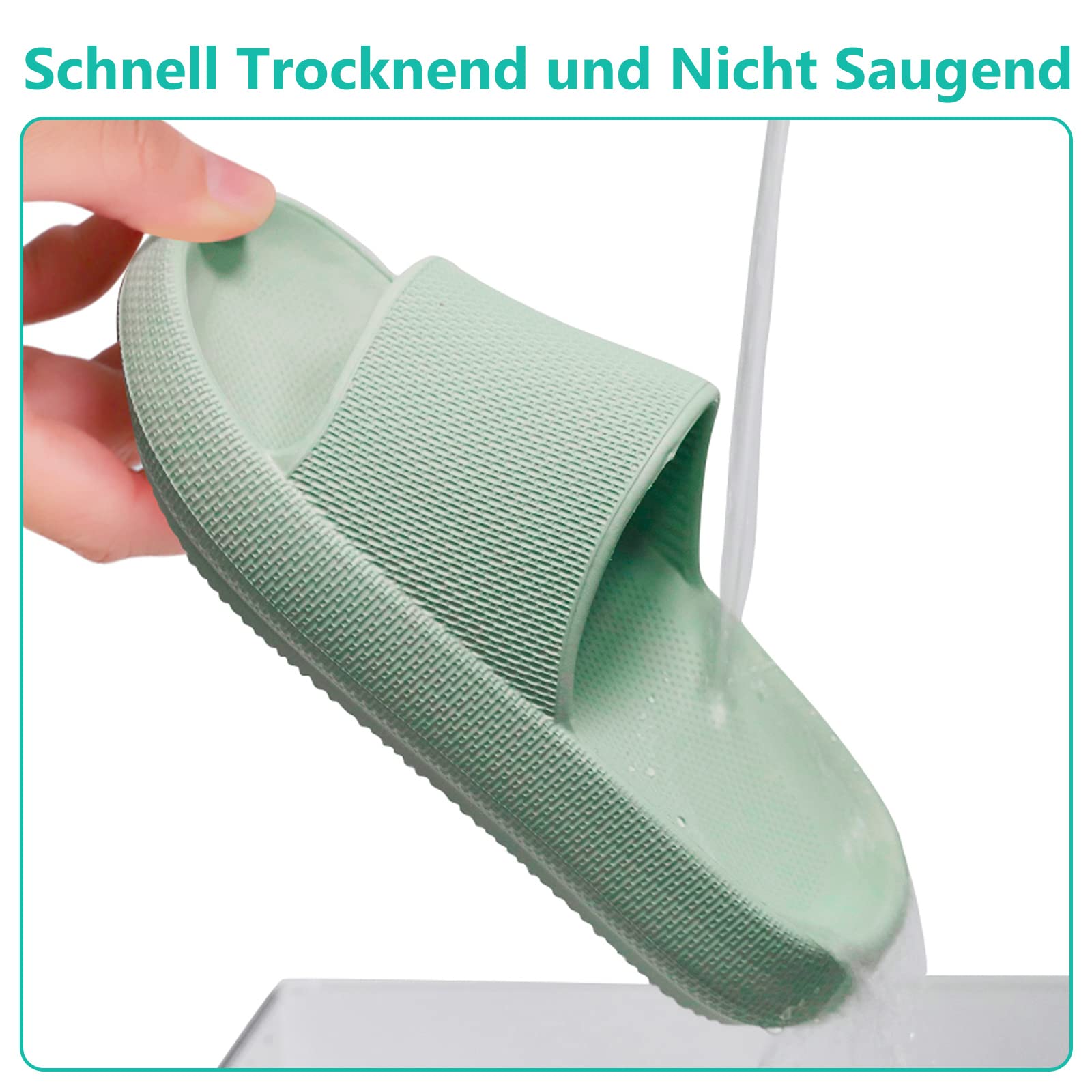 Buwege Unisex Kinder Badelatschen Jungen Mädchen Badeschlappen Cozy Slides Wolken Schlappen Original Eva Weiche Dicke Sohle rutschfeste Schwimmbad Strand Badeschuhe Grün 33 EU 7