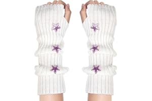 Marrywindix Cute Arm Warmers Y2K Knitted Star Arm Cover Fingerless Gothic Fingerless Glove Punk Winter Glove for Women Girls