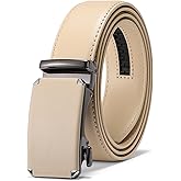 GAEKEAO Ratchet Belts for Men Dress Casual 1 3/12" Adjustable Genuine Leather Slide Buckle Designer Belt with Box Trim to Fit