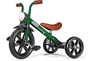 KRIDDO Kids Tricycles Age 2 Years to 5 Years, 12 Inch Puncture Free Rubber Wheel w Front Light, Adjustable Seat Height, Gift Toddler Tricycles for 2-5 Year Olds, Trikes for Toddlers, Green