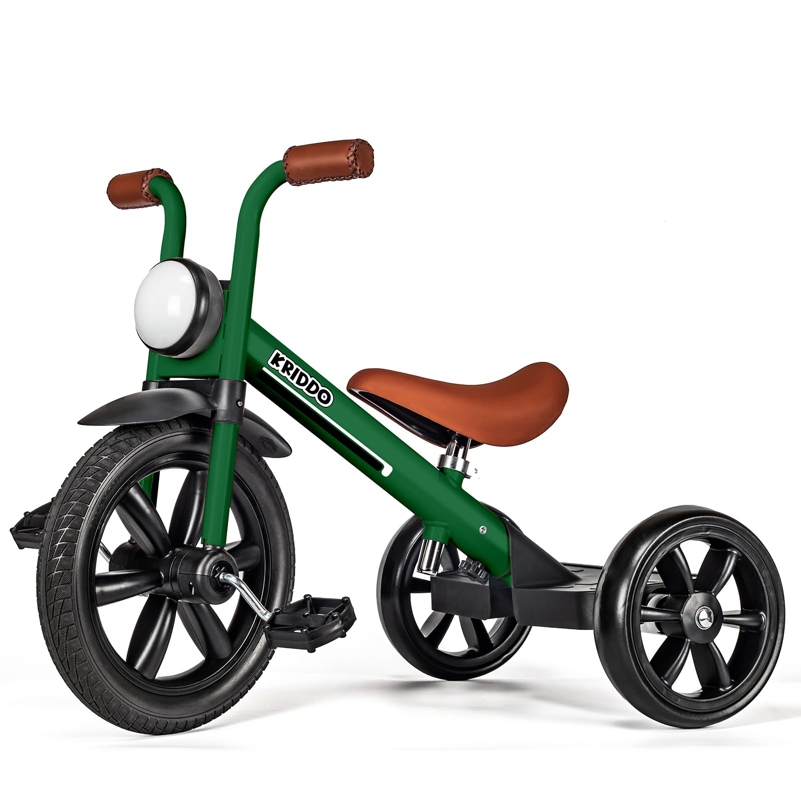 Photo 1 of KRIDDO Kids Tricycles Age 2 Years to 5 Years, 12 Inch Puncture Free Rubber Wheel w Front Light, Adjustable Seat Height, Gift Toddler Tricycles for 2-5 Year Olds, Trikes for Toddlers, Green