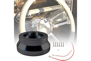 VVORHSBELL 5&6 Hole Billet Steering Wheel Hub Adapter,Aluminum Short Hub Adapter Replacement Compatible with Chevy GMC Cadillac Pontiac Truck Pickup（Black）