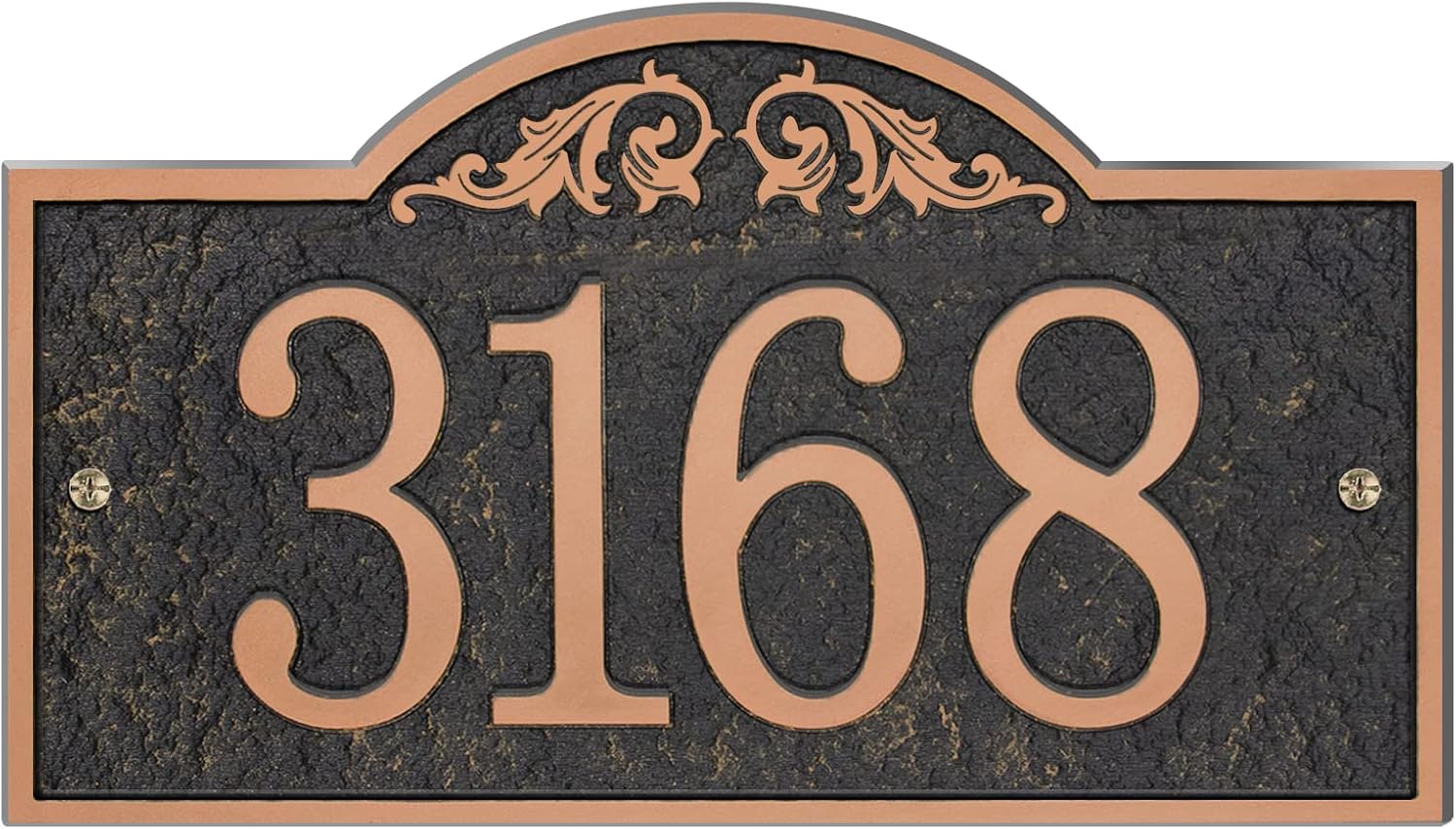 Plaques & Wall Art - Handcrafted Carving Vintage Address Plaque for Yard Outside House Sign Decorative Personalized House Sign Garden Wall Plaque, 11 x 6 inches (Red Copper)