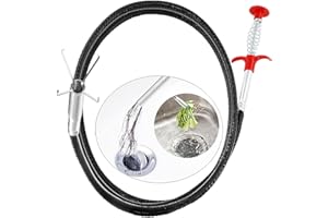 QWATUY Drain Snake Hair Drain Clog Remover Tool - Sink Drain Cleaner for Sewer Kitchen Bathroom Shower Tub Toilet Clogged Drains Opener Cleaning Tool, Flexible Grabber Claw Pick Up Reacher Tool, 34 Inch