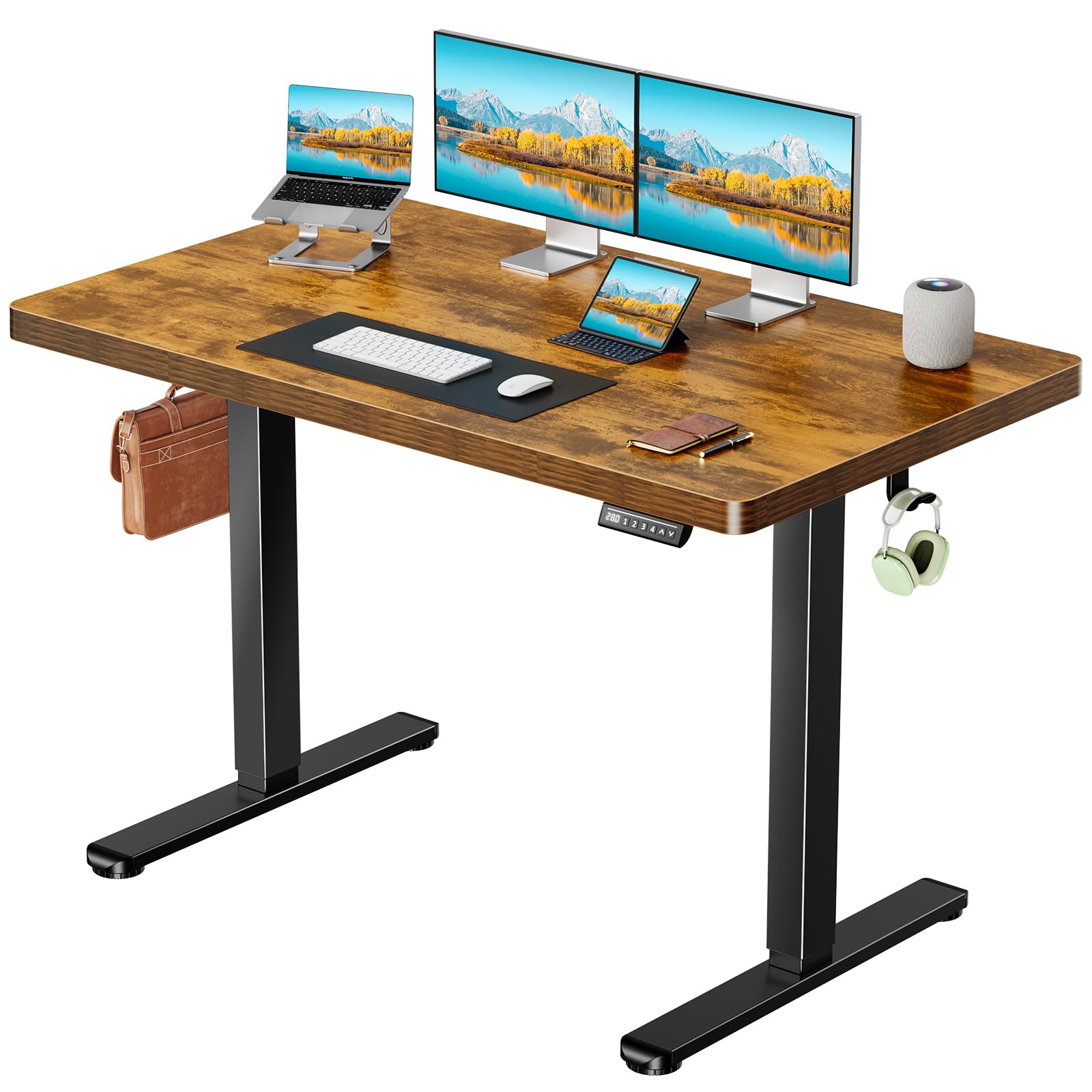 Photo 1 of ******************** MISSING TOP TABLE******************* Marsail 55 x 30 Electric Standing Desk with One-Piece Desktop, Sit Stand Desk with Thickened Tabletop, Height Adjustable Stand Up Desk with Cable Management for Home Office(Frame+Desktop, 2 Package