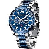 MEGALITH Mens Watches Stainless Steel Waterproof Analog Quartz Fashion Business Casual Chronograph Watch for Men, Auto Date