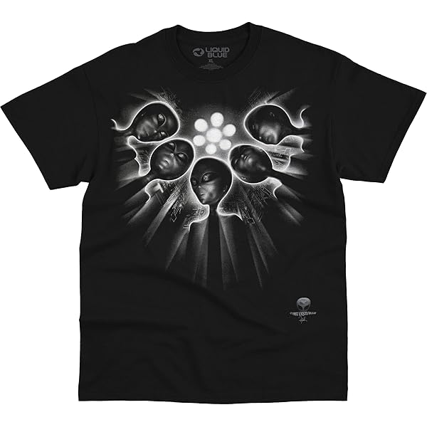 Amazon.com: Liquid Blue Alien Invasion Black T-Shirt, Small