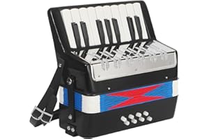 AKLOT 17 Key Piano Accordion, Lightweight Kids Accordion, Celluloid Accordions Brighter and Pure Tone than Plastic, Durable Metal Cover with Straps, Manual for Children, Beginners Acordeón (Black)
