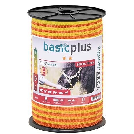 Weidezaun Band 250m, 10mm, 4x0,16 Niro, gelb-orange 1* Weidezaunband