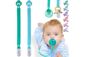 QUNLAND Silicone Pacifier Clip with Adapter Ring for Philips Avent Soothie, 2 Pack One-Piece Soft Binky Clips Holder for Baby Boys Girls, Anti-Loss Paci Clips for Baby Shower Newborn Essentials