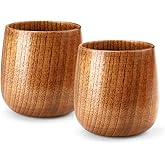 SNOMEL 2 Pieces Wooden Whiskey Glasses 9.4 Oz/140 ML, Drinking Bourbon Glasses, Old Fashion Whiskey Cups for Retirement Gifts Men Fathers Day Birthday