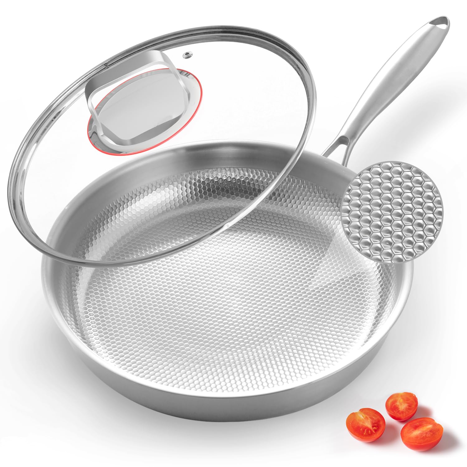 Photo 1 of Abijan Stainless Steel Frying Pan with Lid, 11.8inch 5-Ply Stainless Steel Pan,PTFE & PFOA Free, All Stovetop Compatible,Dishwasher and Oven Safe