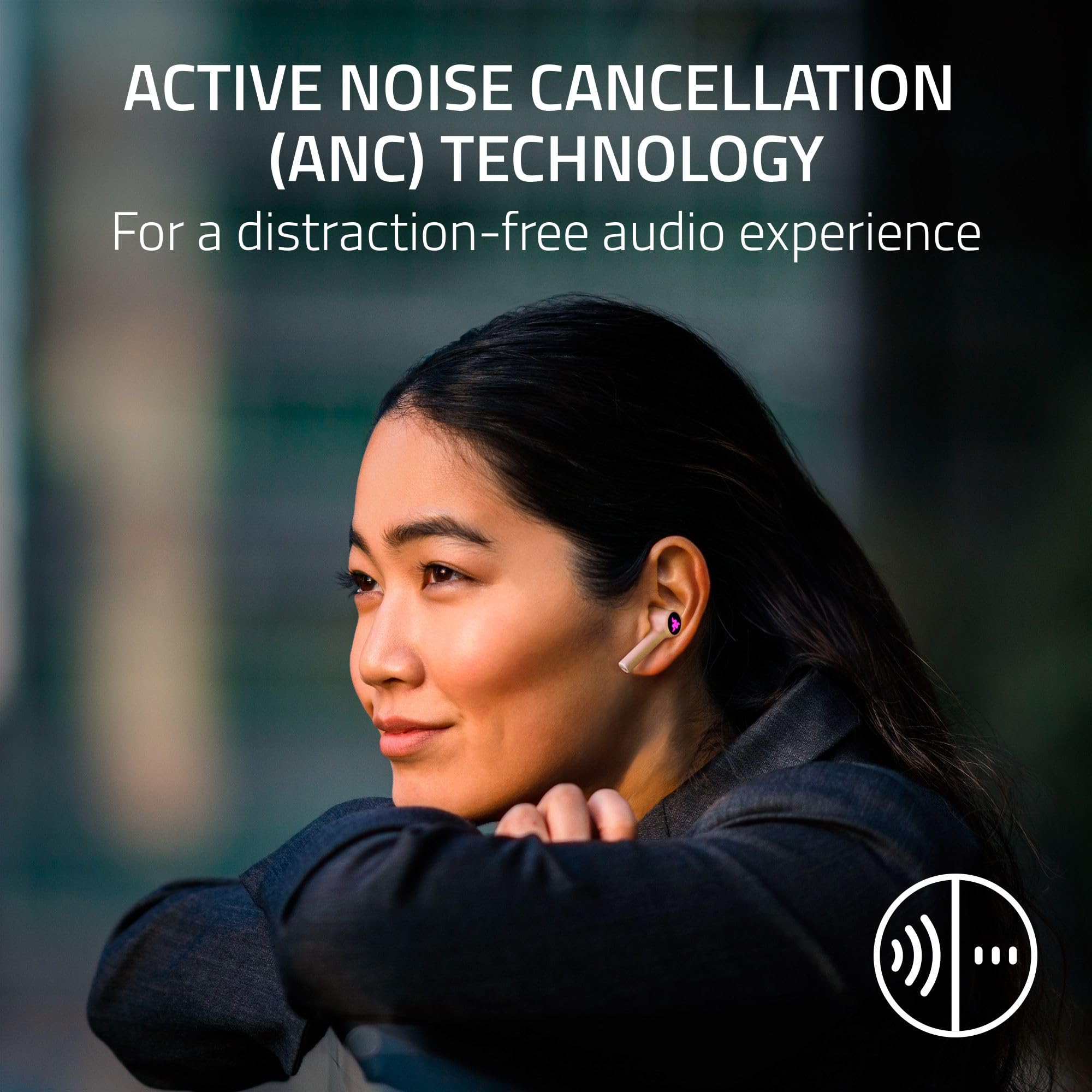 Razer Hammerhead HyperSpeed Wireless Gaming Earbuds for VR: Meta Quest 2 & 3 Authorized - 2.4Ghz Wireless via USB-C - Bluetooth 5.2 - Multi-Platform - ANC - 30 Hr Battery - Comfortable Fit - White