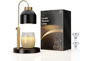 AIKUT Candle Warmer Lamp, 2 Bulbs, Timer & Dimmer, Height Adjustable, Compatible with Large Yankee Candle Jars, 3 Wick Candles, 110-120v, Black