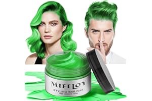 MIFELOY Green Temporary Hair Color Wax, Instant Natural Hairstyle Cream Dye, Washable Styling Pomadesfor Men Girls Women Youth, Disposable Coloring Mud for Party Cosplay DIY Halloween