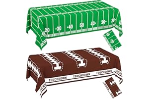 WNINK 2 Pack Football Tablecloth - Disposable Plastic Table Cover for Football Themed Party Games Decoration - 54 X 108 Inch