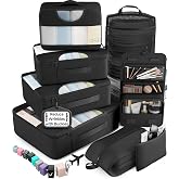 Veken 10 Set/8 Set Packing Cubes for Travel Essentials,Anti-Wrinkle Buckled Suitcase Organizer for Shoe &amp; Toiletry Bag,Carry On Luggage Bag for Airplane &amp; College Dorm Room Accessories,Women Men Gifts