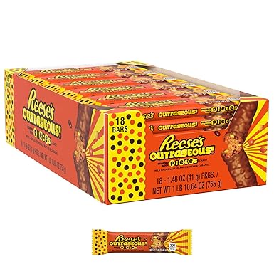 REESES® - Outrageous! | Peanut Butter Chocolate (Amerikanische Erdnussbutter Schokolade) Candy Bar [18er Box] | Peanutbutter 