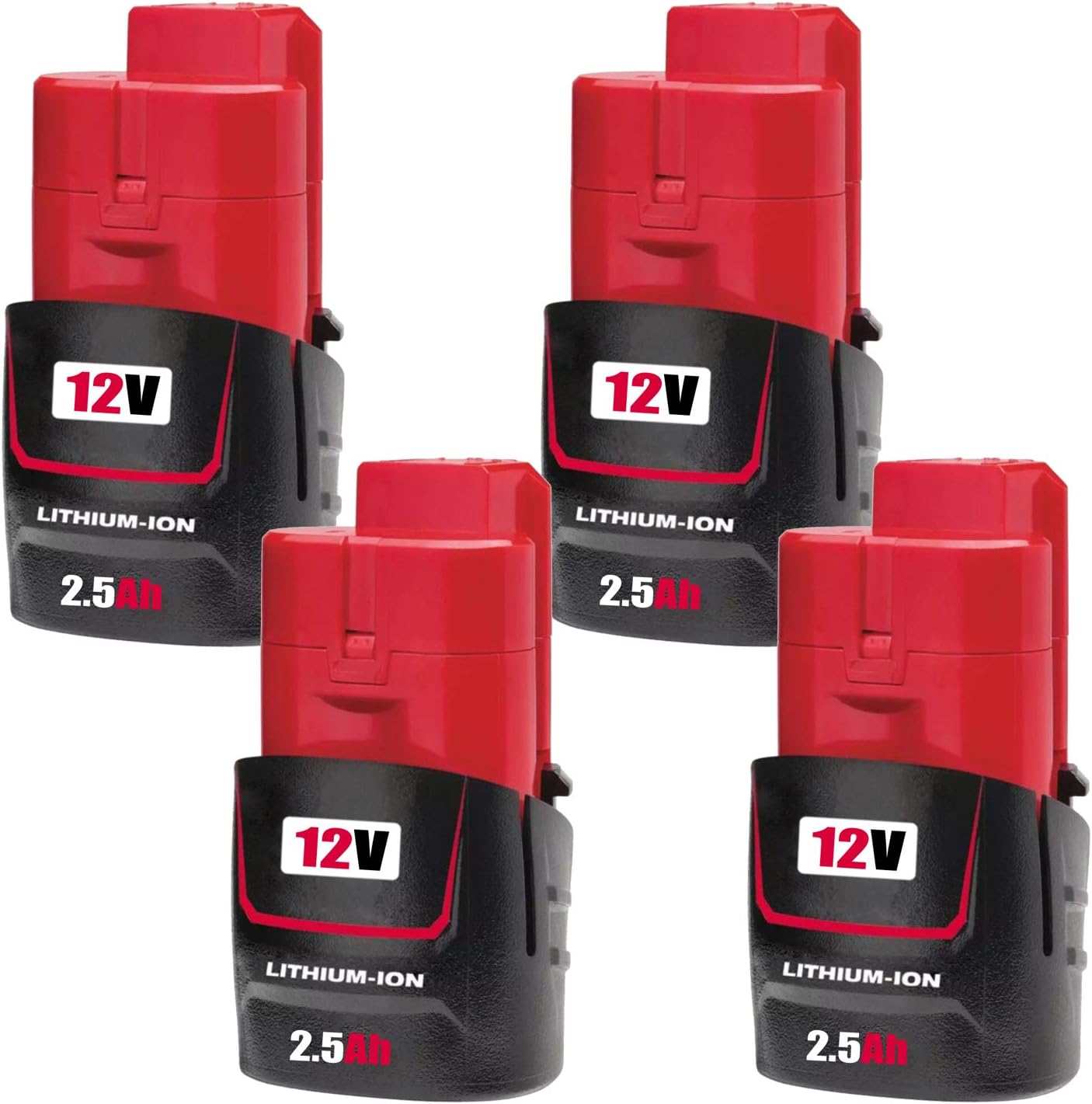 4Pack 2.5Ah 12V Replacement for Milwaukee M12 Battery Lithium 48-11-2411 48-11-2420 48-11-2401 48-11-2402 48-11-2440