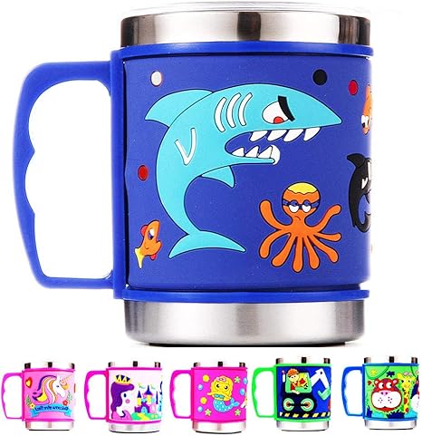 12 Oz Kids 304 Stainless Steel Shark 3D 