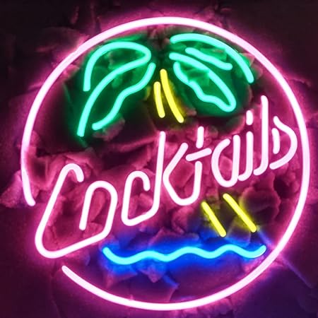 Cocktails Palm Tree Echtglas Neon Light Sign Home Bier Bar Kneipe Erholung Raum Spiel Windows der Garage Store (43,2 x 35,6 c