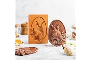 Wooden Cookie Mold - Biscuit Baking Cutter, Embossing Stamp for DIY Shapes, Gingerbread, Pine Cone (Rabbit)